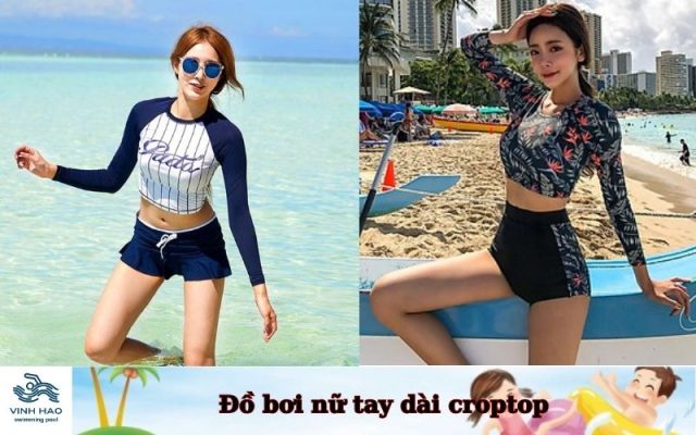 Đồ bơi nữ tay dài croptop